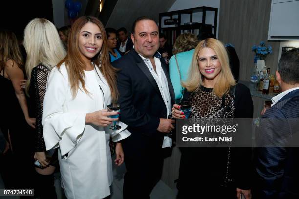 President of Madame Paulette Angeles Briceno,John Mahdessian and Veronica Torres attend the Blu Perfer & Blue Brut Launch Party for The 2018 8th...