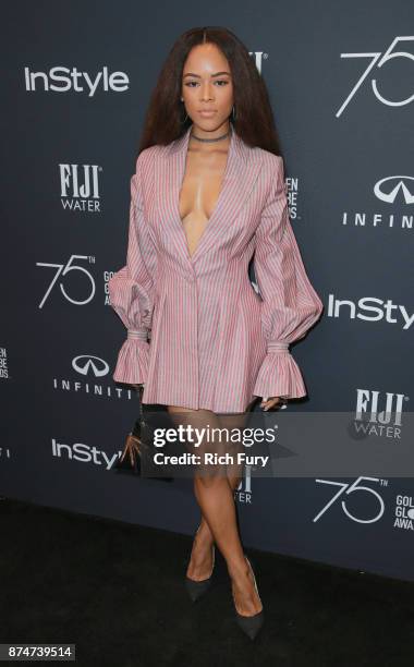 Serayah attends the Hollywood Foreign Press Association and InStyle celebrate the 75th Anniversary of The Golden Globe Awards at Catch LA on November...