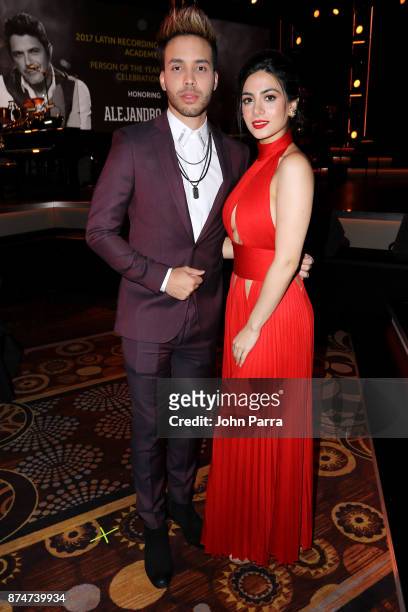 Prince Royce and Emeraude Toubia attend the 2017 Person of the Year Gala honoring Alejandro Sanz at the Mandalay Bay Convention Center on November...