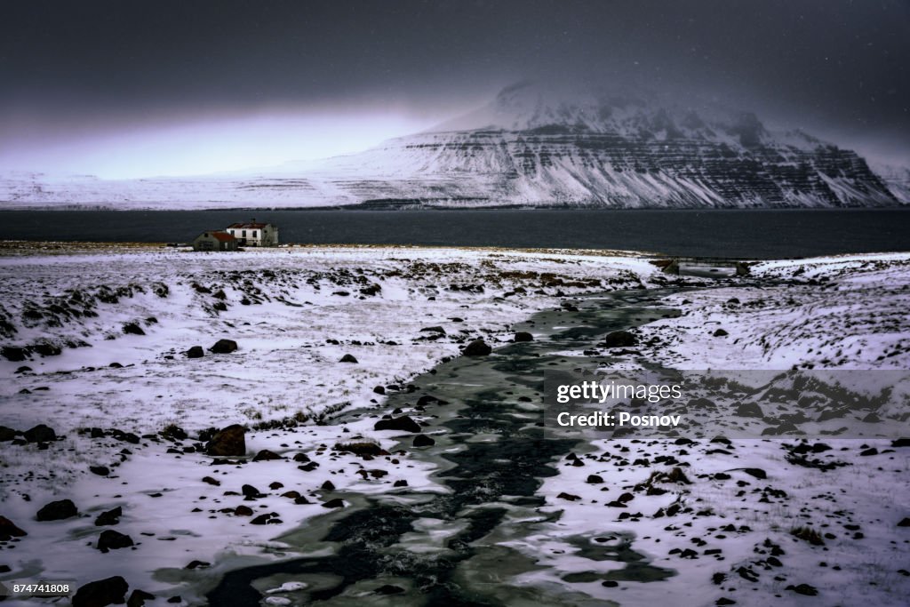 Moody coast of Melrakkaslétta peninsula at North Iceland