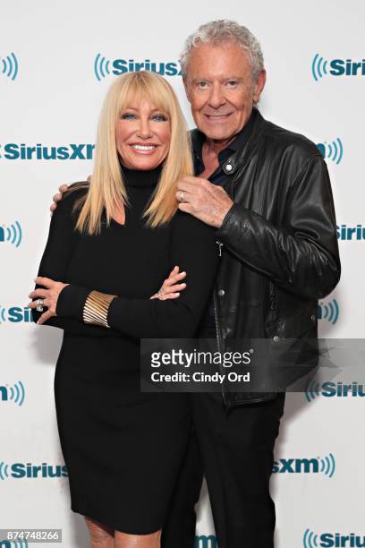 Actress Suzanne Somers and husband Alan Hamel visit the SiriusXM Studios on November 15, 2017 in New York City.