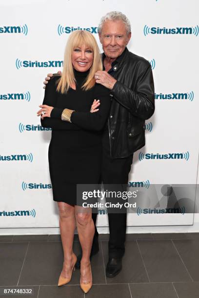 Actress Suzanne Somers and husband Alan Hamel visit the SiriusXM Studios on November 15, 2017 in New York City.