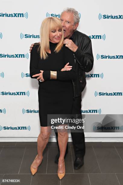 Actress Suzanne Somers and husband Alan Hamel visit the SiriusXM Studios on November 15, 2017 in New York City.