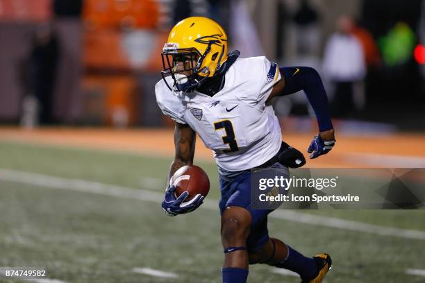 Toledo Rockets wide receiver Diontae Johnson runs with the ball during second half game action between the Toledo Rockets and the Bowling Green...