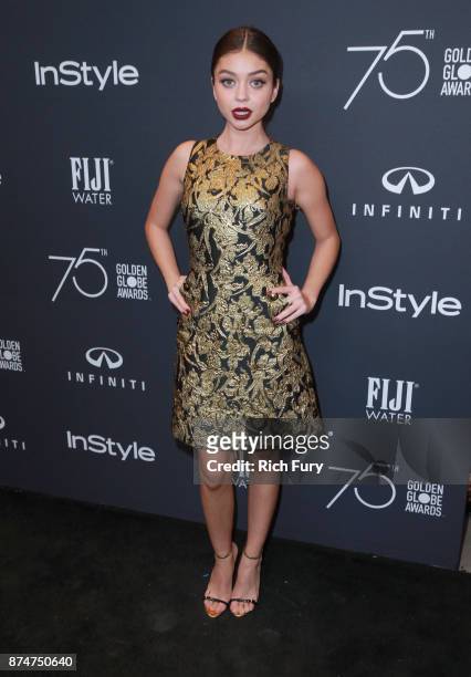Sarah Hyland attends the Hollywood Foreign Press Association and InStyle celebrate the 75th Anniversary of The Golden Globe Awards at Catch LA on...
