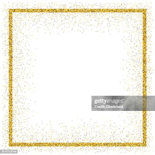 stockillustraties, clipart, cartoons en iconen met gouden vector glitter frame - fotolijst