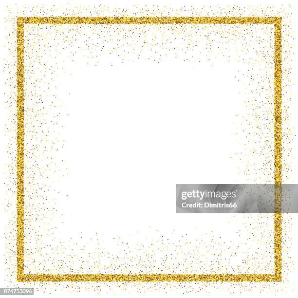 golden vector glitter frame - confetti vector stock illustrations