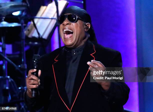 Stevie Wonder performs at the Gershwin Prize Honoree's Tribute Concert at DAR Constitution Hall on November 15, 2017 in Washington, DC.