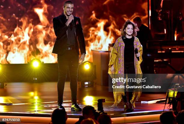 Manuel Medrano and Natalia Lafourcade perform onstage during the 2017 Person of the Year Gala honoring Alejandro Sanz at the Mandalay Bay Convention...