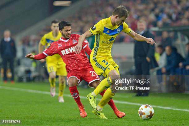 Leonardo Bittencourt of Koeln and Vitali Gaiduchik of BATE Borisov battle for the ball during the UEFA Europa League group H match between 1. FC...