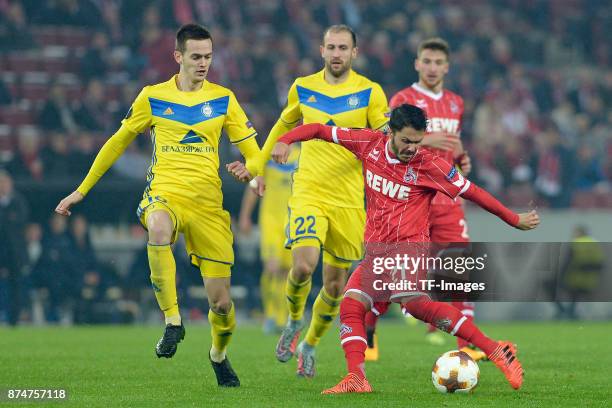 Leonardo Bittencourt of Koeln controls the ball during the UEFA Europa League group H match between 1. FC Koeln and BATE Borisov at...