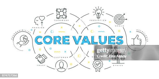 moderne flat-line-design-konzept der grundwerte - ethik und moral stock-grafiken, -clipart, -cartoons und -symbole