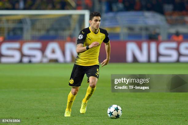 Marc Bartra of Dortmund controls the ball during the UEFA Champions League Group H soccer match between Borussia Dortmund and APOEL Nicosia at...