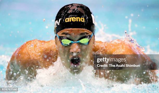 Daiya Seto of Japan competes in the Men's 400m Individual Medley final during day two of the FINA Swimming World Cup at Toyo Tatsumi International...