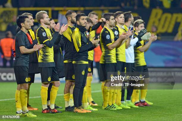 Players of Dortmund look dejected after the UEFA Champions League Group H soccer match between Borussia Dortmund and APOEL Nicosia at Signal-Iduna...