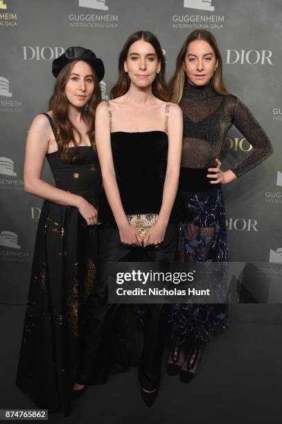 Alana Haim, Danielle Haim and Este Haim attend the 2017 Guggenheim International Gala Pre-Party made possible by Dior on November 15, 2017 in New...