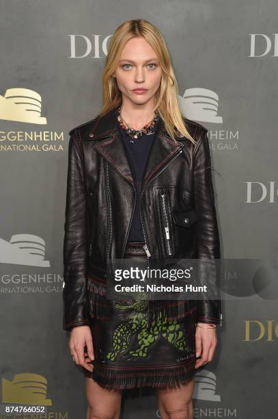 Sasha Pivovarova attends the 2017 Guggenheim International Gala Pre-Party made possible by Dior on November 15, 2017 in New York City.