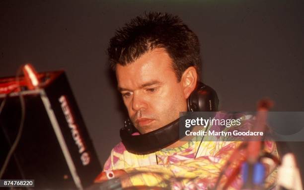 Paul Oakenfold performs on stage headlining Glastonbury Festival Other Stage, 26th June 1999.