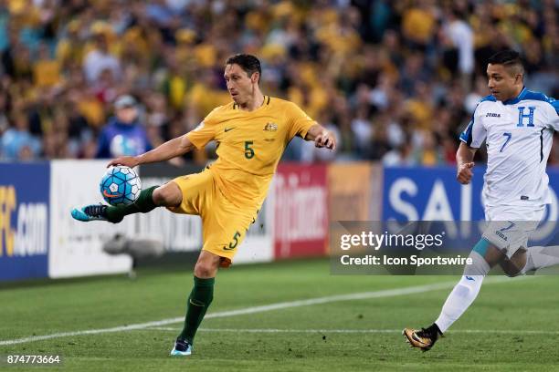 Australian Mark Milligan at the Soccer World Cup Qualifier between Australia and Honduras on November 15, 2017 at Stadium Australia in Sydney,...