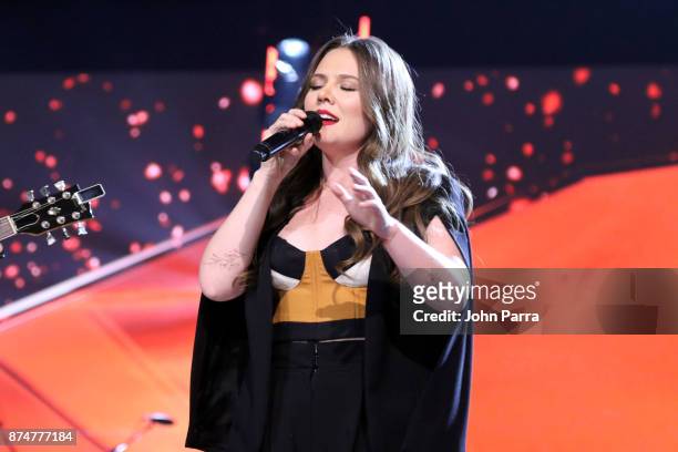 Joy Huerta of Jesse y Joy performs onstage during the 2017 Person of the Year Gala honoring Alejandro Sanz at the Mandalay Bay Convention Center on...