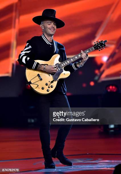 Jesse Huerta of Jesse y Joy performs onstage during the 2017 Person of the Year Gala honoring Alejandro Sanz at the Mandalay Bay Convention Center on...