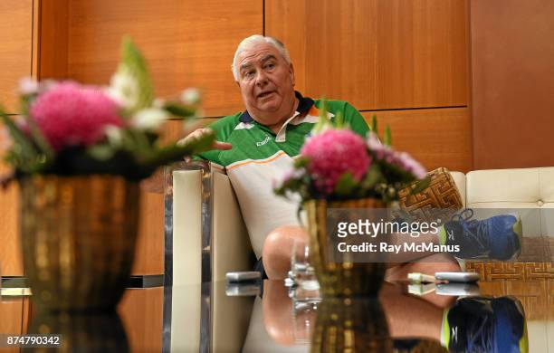 Perth , Australia - 16 November 2017; Manager Joe Kernan during an Ireland International Rules press conference at the Duxton Hotel, Perth, Australia