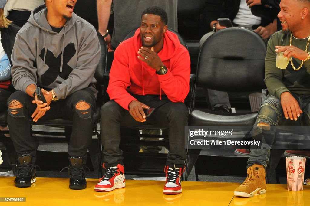 Celebrities At The Los Angeles Lakers Game