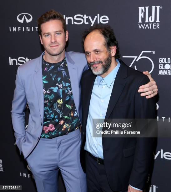 Armie Hammer and Luca Guadagnino attend the HFPAs and InStyle's Celebration of the 2018 Golden Globe Awards Season and the Unveiling of the Golden...