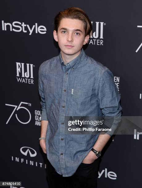 Austin Abrams attends the HFPAs and InStyle's Celebration of the 2018 Golden Globe Awards Season and the Unveiling of the Golden Globe Ambassador at...