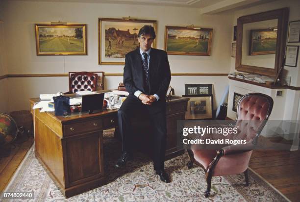 Saracens Rugby Union Chairman Nigel Wray pictured in his office on May 3, 1996.