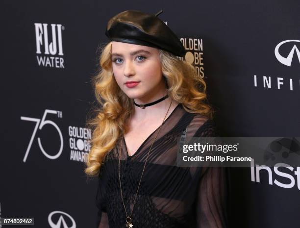 Kathryn Newton attends the HFPAs and InStyle's Celebration of the 2018 Golden Globe Awards Season and the Unveiling of the Golden Globe Ambassador...