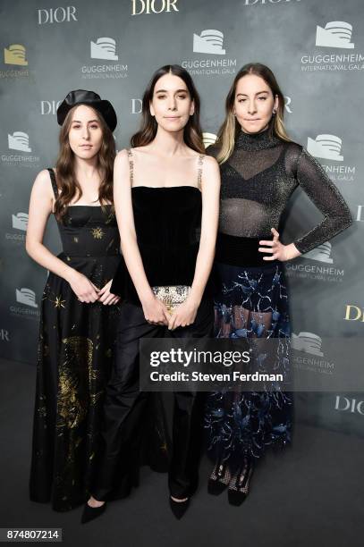 Alana Haim, Danielle Haim and Este Haim attend the 2017 Guggenheim International Gala Pre-Party made possible by Dior on November 15, 2017 in New...