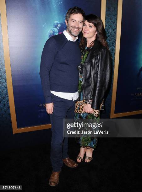 Actor Mark Duplass and actress Katie Aselton attend the premiere of "The Shape of Water" at the Academy of Motion Picture Arts and Sciences on...