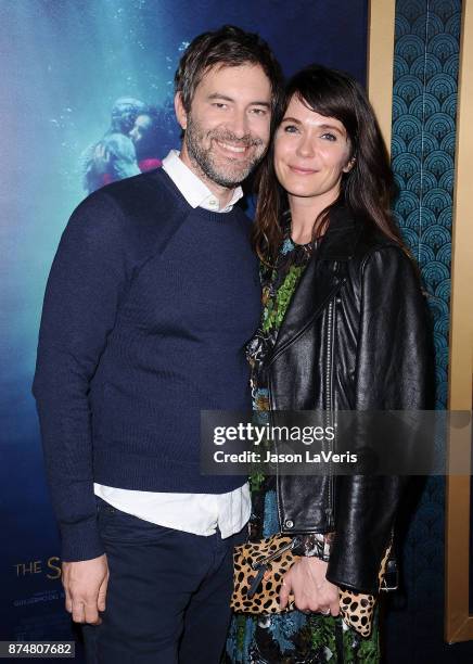 Actor Mark Duplass and actress Katie Aselton attend the premiere of "The Shape of Water" at the Academy of Motion Picture Arts and Sciences on...