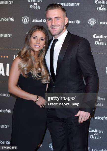 Anouska Santos and Luke Shaw attend the United for Unicef Gala Dinner at Old Trafford on November 15, 2017 in Manchester, England.