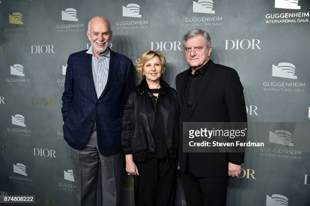 Richard Armstrong, Wendy Fisher, and Sidney Toledano attend the 2017 Guggenheim International Gala Pre-Party made possible by Dior on November 15,...