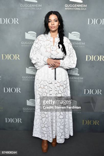 Aurora James attends the 2017 Guggenheim International Gala Pre-Party made possible by Dior on November 15, 2017 in New York City.