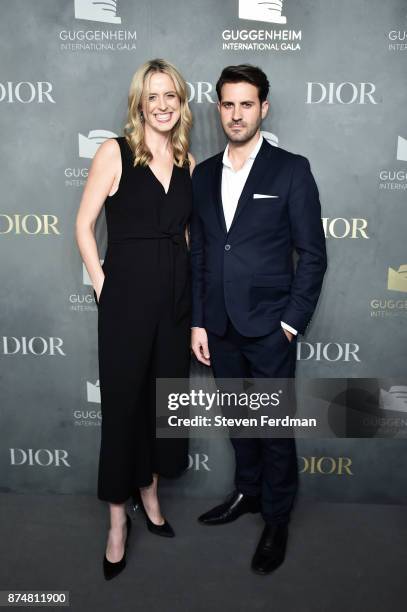 Anne Huntington and a guest attend the 2017 Guggenheim International Gala Pre-Party made possible by Dior on November 15, 2017 in New York City.