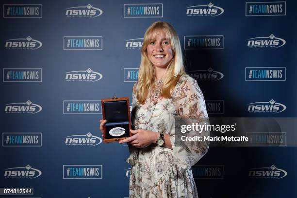 Hannah Buckling poses with the University of Sydney Academic Excellence Award at Sydney Cricket Ground on November 16, 2017 in Sydney, Australia.