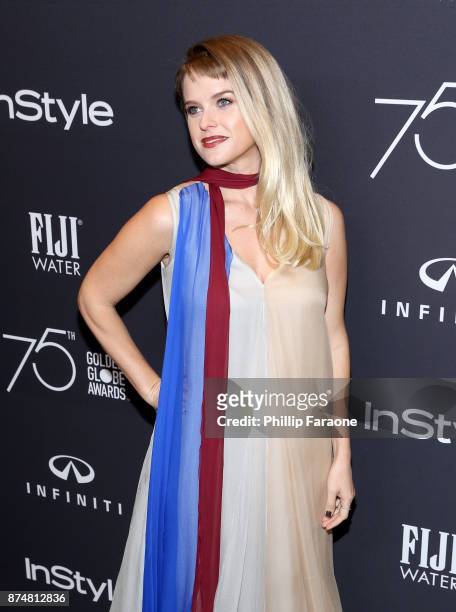 Alice Eve attends the HFPAs and InStyle's Celebration of the 2018 Golden Globe Awards Season and the Unveiling of the Golden Globe Ambassador at...