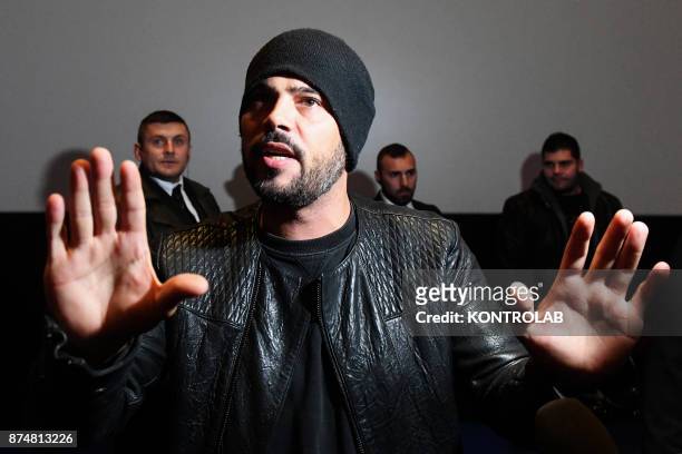 Marco D'Amore, actor, at Preview of the fiction Gomorra3 produced by Sky and Cattleya, in Naples, Metropolitan cinema, with the cast.