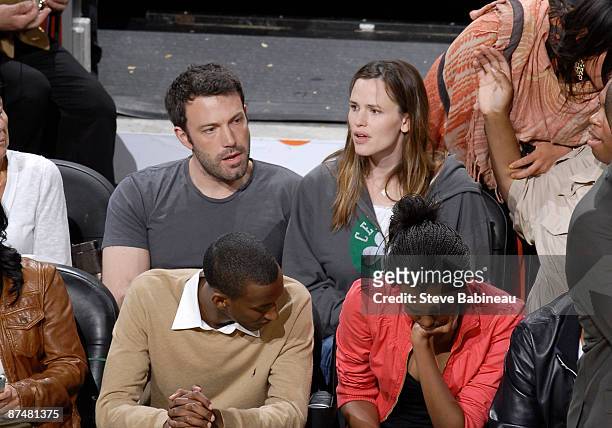 Ben Affleck and his wife Jennifer Garner attend Game Seven of the Eastern Conference Semifinals during the 2009 NBA Playoffs at TD Banknorth Garden...