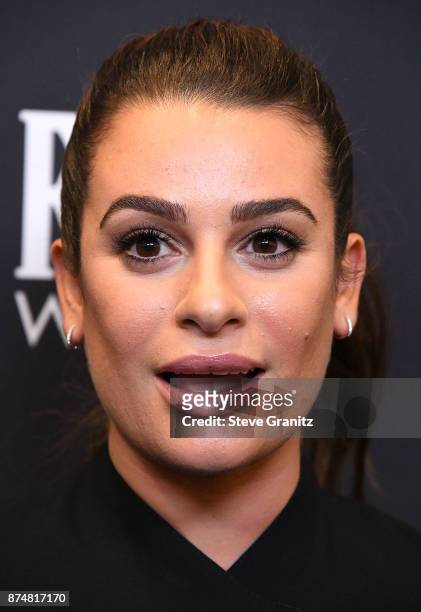 Lea Michele arrives at the Hollywood Foreign Press Association And InStyle Celebrate The 75th Anniversary Of The Golden Globe Awards at Catch LA on...