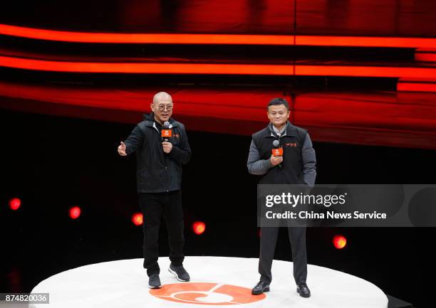 Martial artist Jet Li Lianjie and Alibaba Chairman Jack Ma attend a television variety show on November 15, 2017 in Beijing, China.