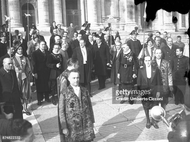 Alcide De Gasperi at the Vatican for a Mexican pilgrimage event in 1949.