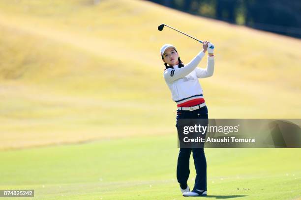 Yuting Seki of China hits her second shot on the 15th hole during the first round of the Daio Paper Elleair Ladies Open 2017 at the Elleair Golf Club...