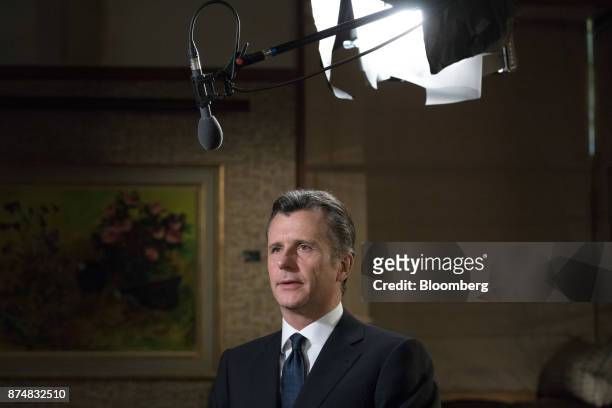 Philipp Hildebrand, vice chairman of Blackrock Inc., speaks during a Bloomberg Television interview in London, U.K. On Monday, Aug. 14, 2017....