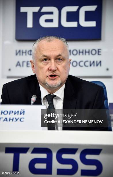 Russia's anti-doping agency director general Yury Ganus speaks during a press conference in Moscow on November 16, 2017. The World Anti-Doping Agency...