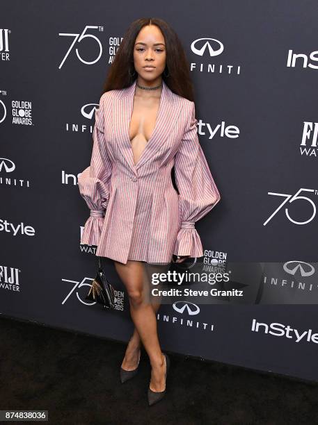 Serayah arrives at the Hollywood Foreign Press Association And InStyle Celebrate The 75th Anniversary Of The Golden Globe Awards at Catch LA on...