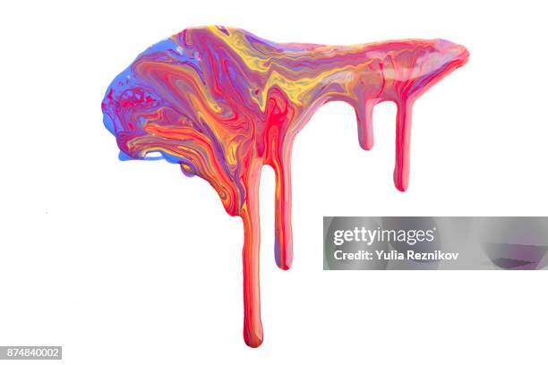 falling colorful drops of paint - smalto foto e immagini stock